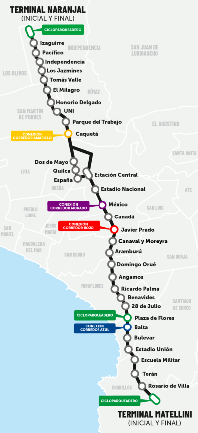 Mapa Metropolitano Línea B Miraflores